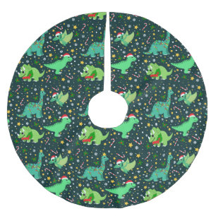 Cute Jul Dinosaurs Julgransmatta Borstad Polyester