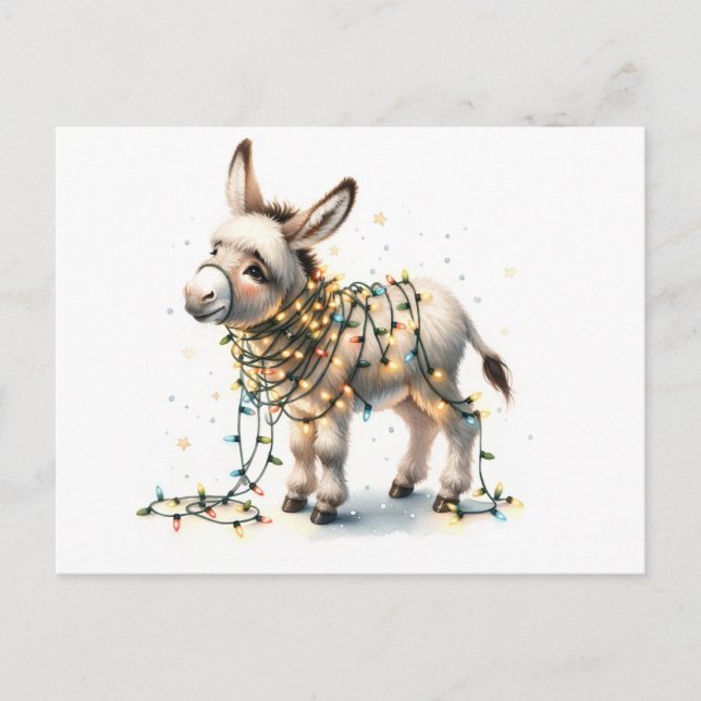 Cute jul Donkey Wrapped in Ljus Vykort (Framsida)