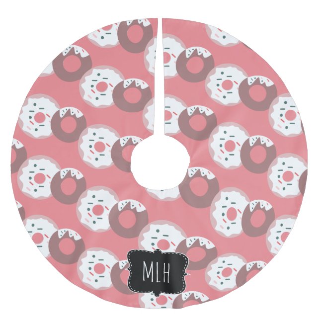Cute jul Donut Sprinkles Family Initial Julgransmatta Borstad Polyester (Framsidan)