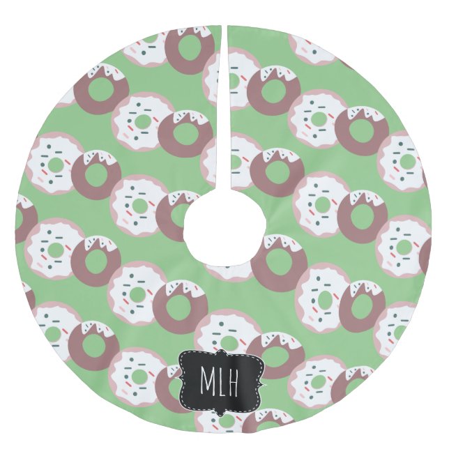 Cute jul Donut Sprinkles Family Initial Julgransmatta Borstad Polyester (Framsidan)