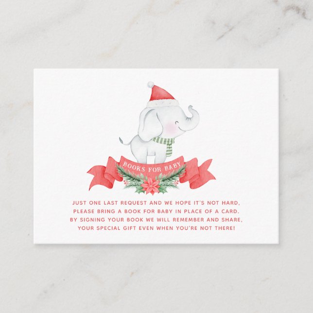 Cute jul Elephant | Bokar för babyskor Tilläggskort (Framsida)