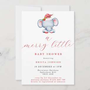 Cute jul Elephant Merry Little Baby Shower Inbjudningar