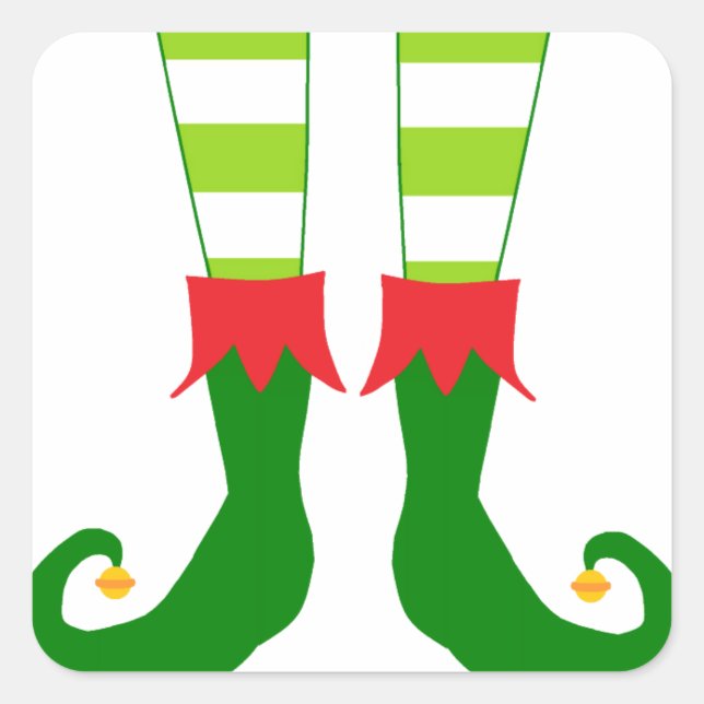 Cute Jul Elf Feet Fyrkantigt Klistermärke (Framsida)