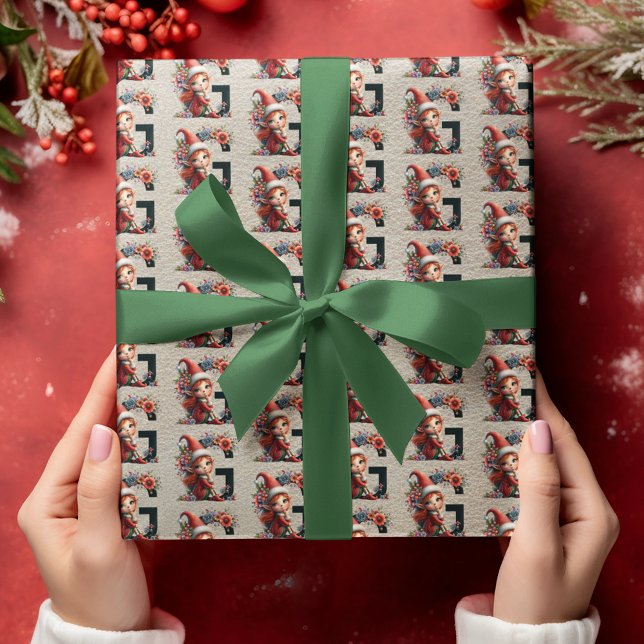 Cute Jul Elf Festive Brev G Presentpapper (Skapare uppladdad)