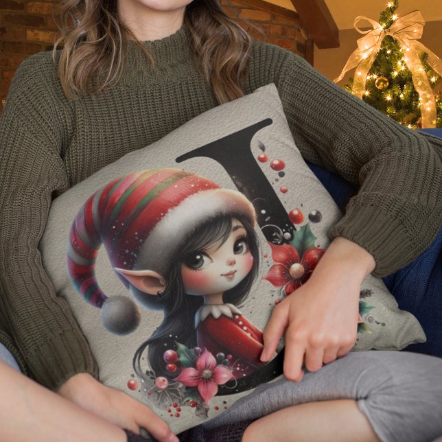 Cute Jul Elf Festive J Faux Tan Leather Kudde (Skapare uppladdad)