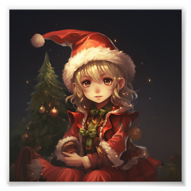 Cute Jul Elf Fototryck (Framsidan)