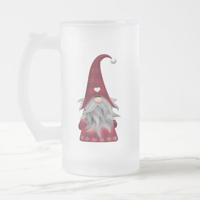 Cute Jul Elf Gnome Frostat Ölglas (Vänster)