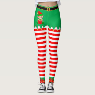 Cute Jul Elf & Guld Jingle Klockor Leggings