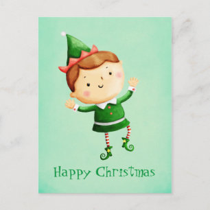 Cute Jul Elf Helg Vykort