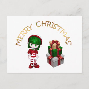 Cute Jul Elf Helg Vykort