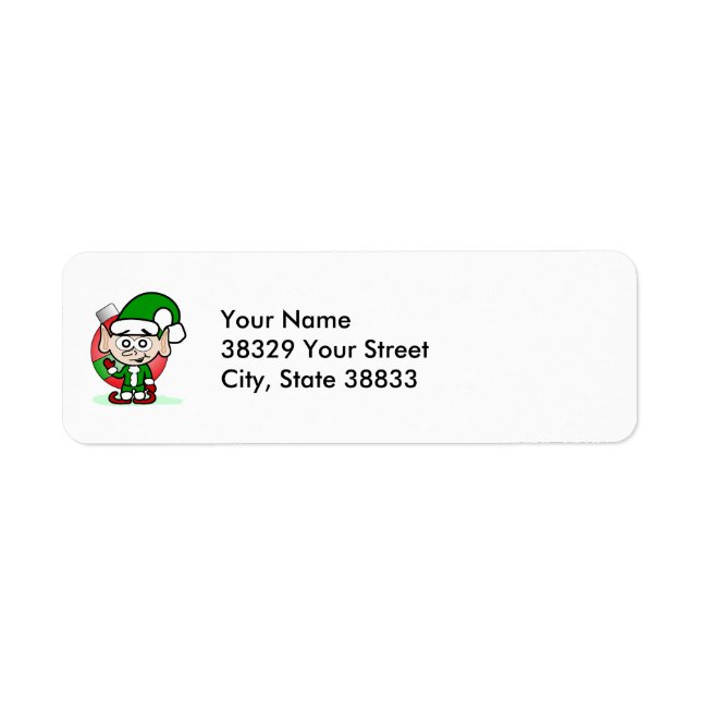 Cute jul Elf-Helgdag Viktigt Tecknad Returadress Etikett (Framsidan)