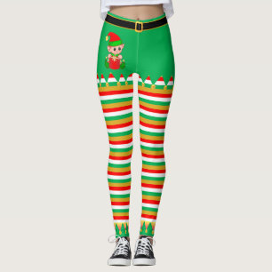 Cute Jul Elf & Jingle Klockor på Stripe Leggings