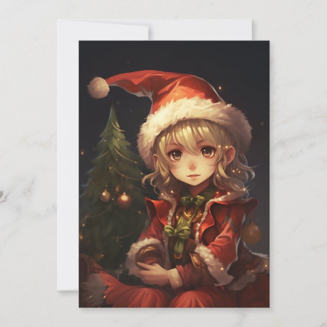 Cute Jul Elf Julkort (Framsida)