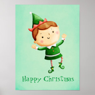 Cute Jul Elf Poster