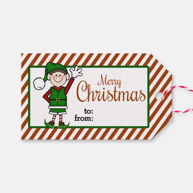 Cute Jul Elf Presentetikett (Framsidan (Horizontal))