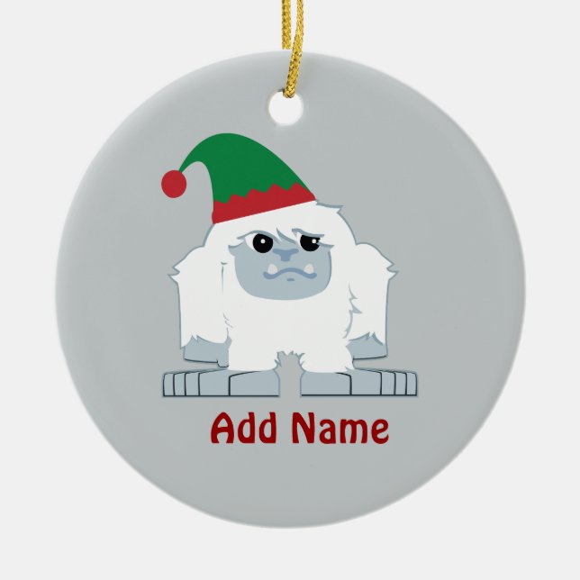 Cute Jul Elf Yeti Julgransprydnad Keramik (Framsidan)