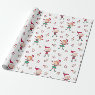 Cute Jul Elves Mönster Presentpapper