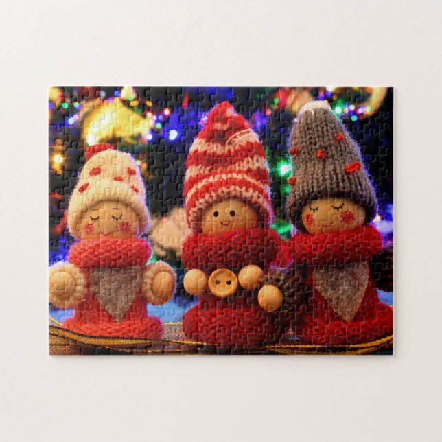 Cute Jul Elves Ornament Jigszle Puzzle Pussel (Horisontell)