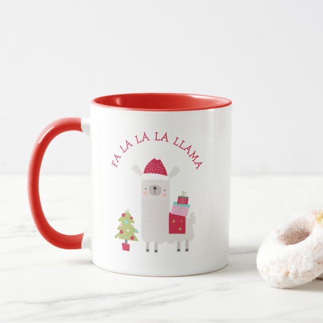 Cute jul Fa La La Llama Red Mugg (Med munk)