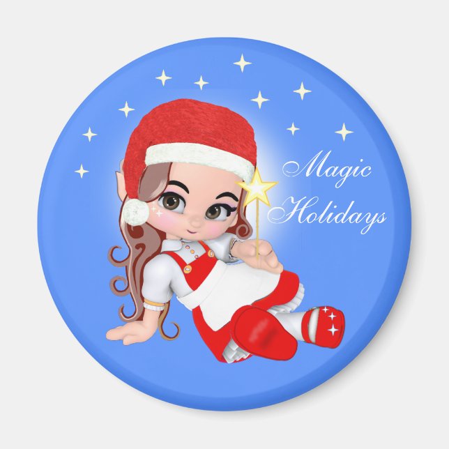 Cute Jul Fairy Angel & Stars Magnet (Framsidan)
