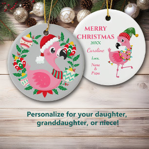 Cute Jul Flamingo WAN Granddotter Julgransprydnad Keramik