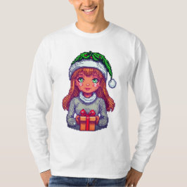 Cute Jul-flickans pixelkonst T Shirt