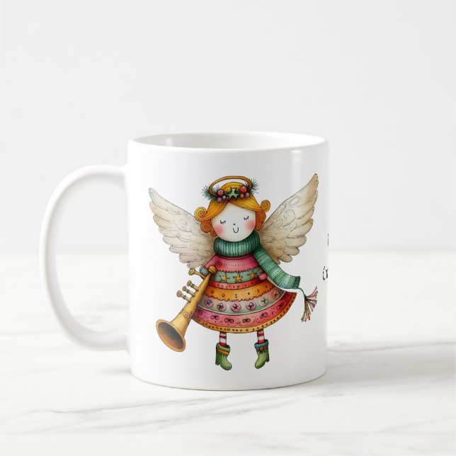 Cute jul Folk Art Angel Kaffemugg (Vänster)