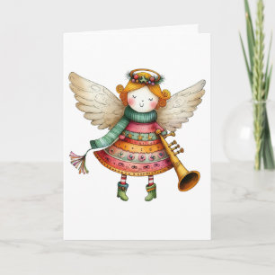 Cute jul Folk Art Angel Kort