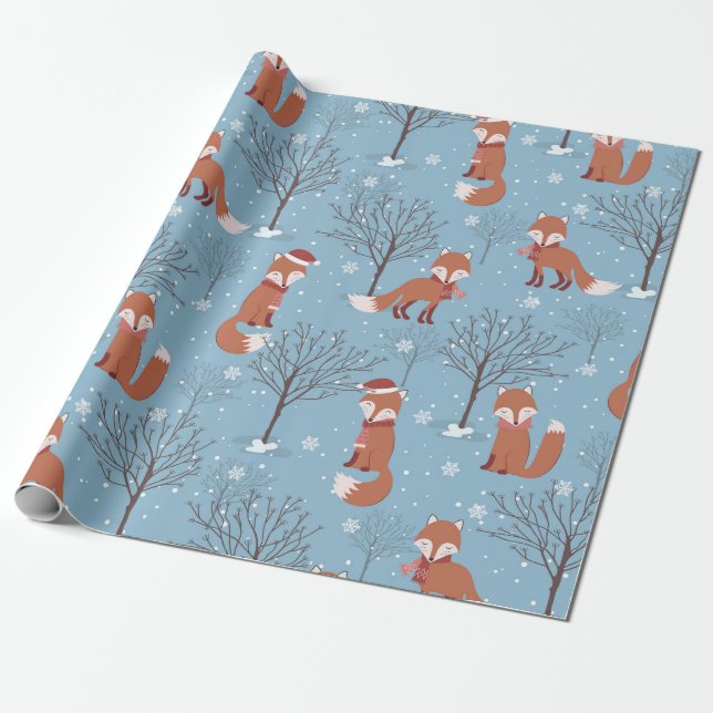 Cute Jul Fox Mönster Presentpapper (Utrullad)