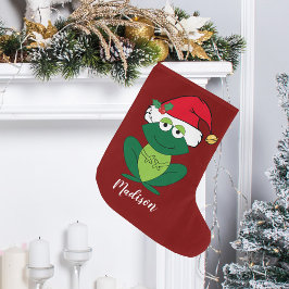 Cute Jul Frog Stor Julstrumpa