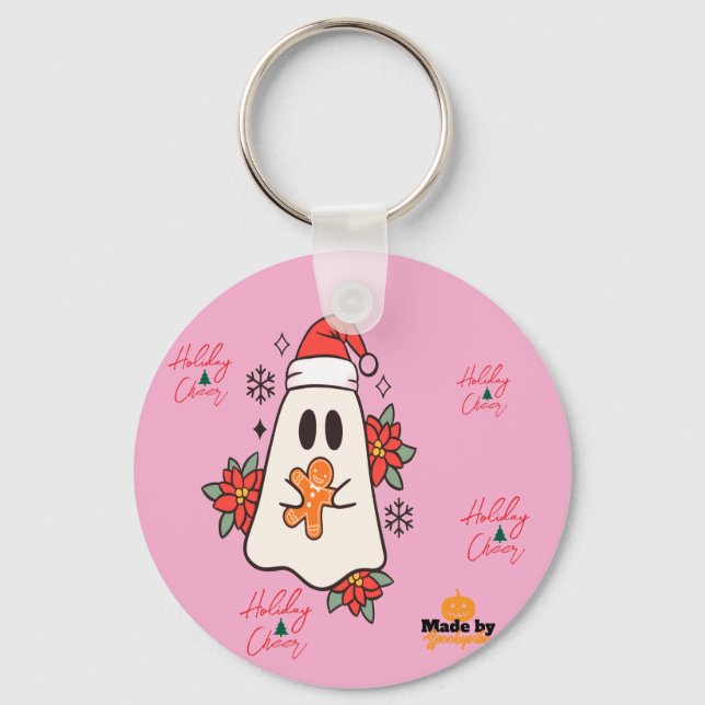 Cute Jul Ghost Mugg | Helgdag Gingerbröd & P Nyckelring (Framsida)