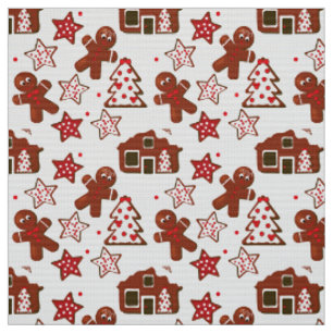 Cute Jul Gingerbröd Cookies Mönster Tyg