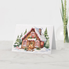 Cute Jul Gingerbröd House Helgkort