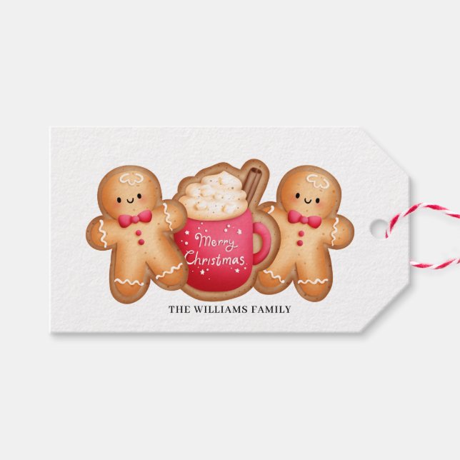 Cute Jul Gingerbröd Kakao Namn Presentetikett (Framsidan (Horizontal))