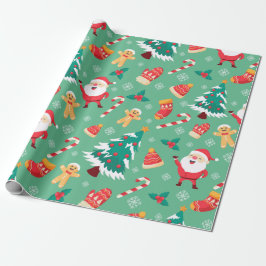 Cute Jul Gingerbröd Kandy Wrapping Papper Presentpapper
