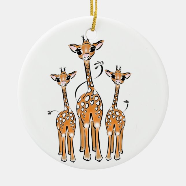 Cute jul Giraffe-familjens safaridjur Julgransprydnad Keramik (Framsidan)