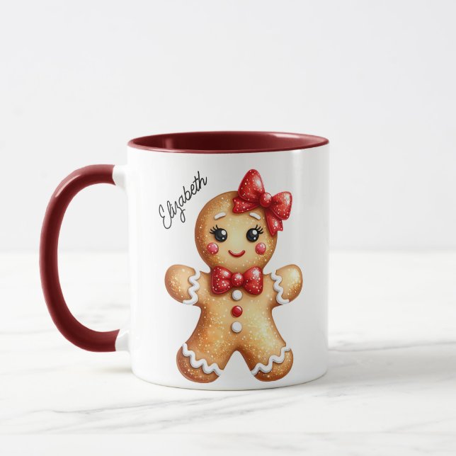 Cute Jul Girly Gingerbröd Monogram Mugg (Vänster)