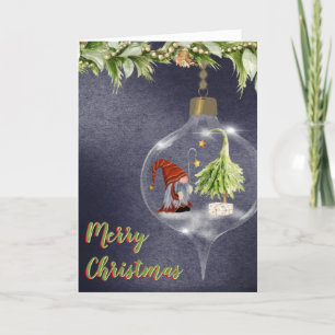 Cute Jul Gnome i en bulb Helgkort