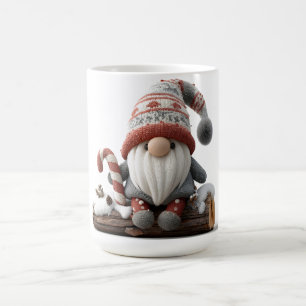 Cute Jul Gnome med Candy cane på en logg Kaffemugg