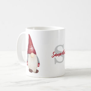 Cute Jul Gnome Monogram Namn Kaffemugg