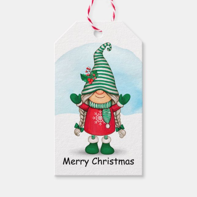 Cute Jul Gnome Presentetikett (Framsidan)