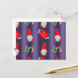 Cute jul Gnomes Blue Vykort