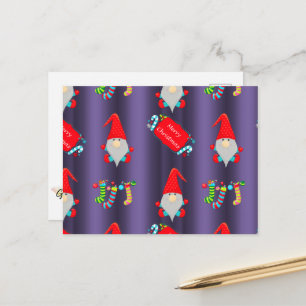 Cute jul Gnomes Blue Vykort