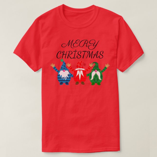 Cute jul Gnomes Mery jul T Shirt (Design framsida)