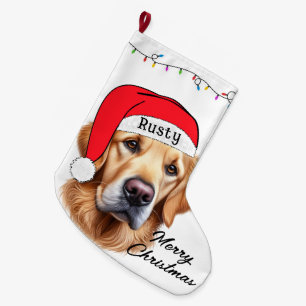 Cute jul Golden Retriever Stor Julstrumpa