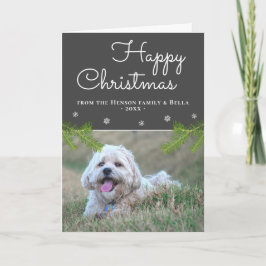 Cute jul Gräs Grenar Snowflake Hund Photo Kort