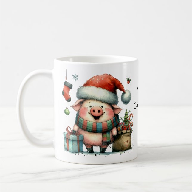 Cute jul Gris med gåvor Kaffemugg (Vänster)
