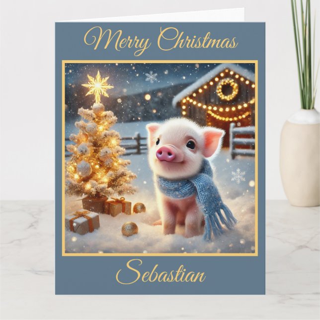 Cute jul Gris på gården Kort (Framsida)