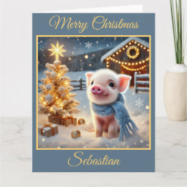 Cute jul Gris på gården Kort