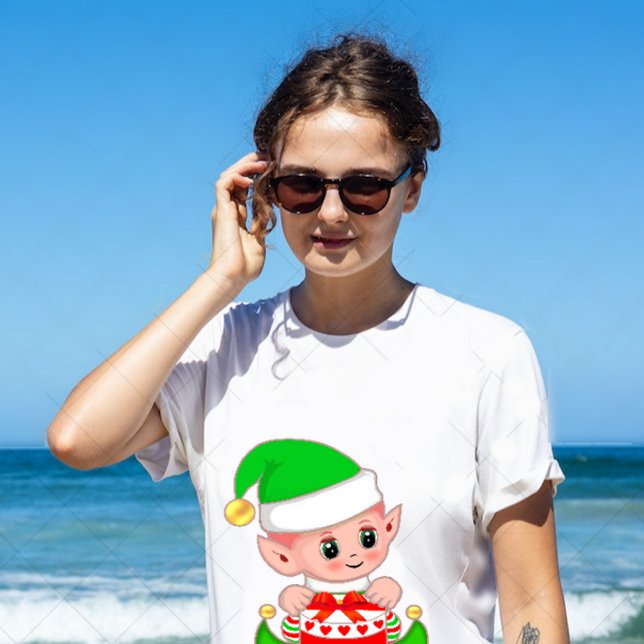 Cute Jul-Grönten Elf T Shirt (Skapare uppladdad)